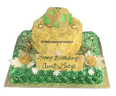 Rosette Half Sheet with 8 Inch Round Cake