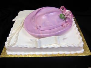 Sculptured Ladies' Hat on Sheet Cake
