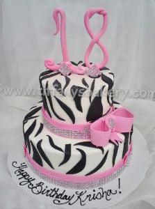 Zebra "18" Celebration Tier Cake