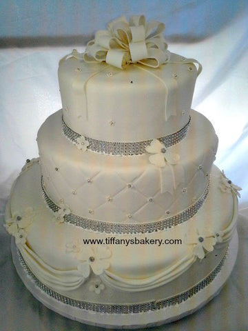 Drapes and Diamonds Fondant Wedding Cake