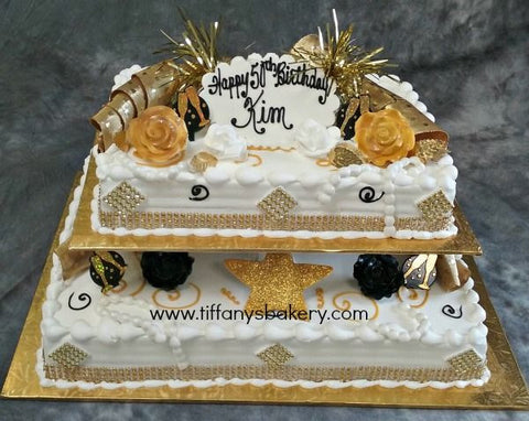 Gold Bling on 1/4 and 1/2 sheet cake