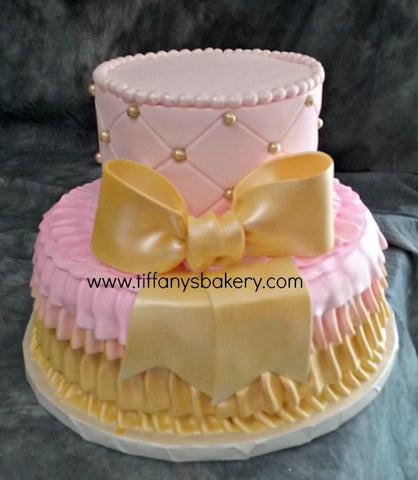 Ruffles and Diamond Pattern Celebration Tier Cake