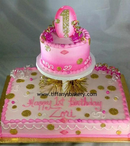Half Sheet Cake with 6" Round - Birthday