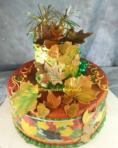 Fall Leaves Celebration Tier Cake
