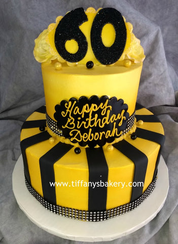 Celebration Tier Cake - Fabulous 60 with Stripes