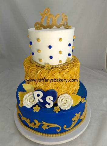 Rosette Three Tier Celebration Tier Cake - 6", 8" and 10" Tiers