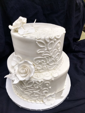 Celebration Tier Cake - Stylized Piping on 6" and 10" Round Cake