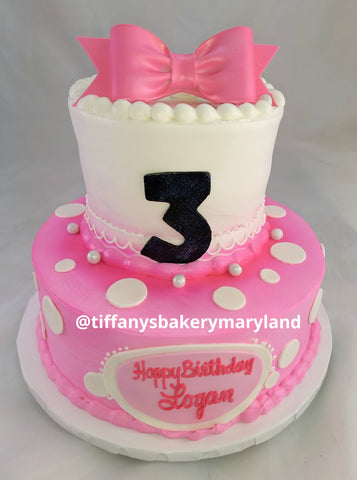 Dots and Bow Celebration Tier Cake