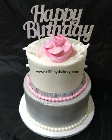 Celebration Tier Cake  6" and 8" Round - Happy Birthday Topper