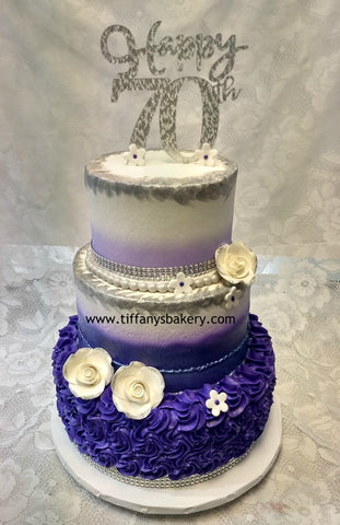Rosette Three Tier Celebration Tier Cake - 6", 8" and 10" Tiers