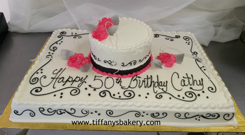 Full Sheet with 8" Double Layer Stacked Cake