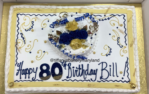 Full Sheet Cake with 8" Round Cake - Flowers