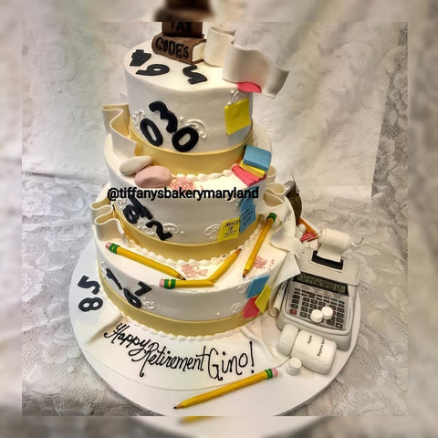 Celebration Tier Cake 6", 10" & 14" - Accountant's Retirement