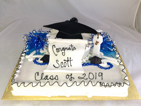 Half Sheet with 8 Inch Round Single Layer Cake - Graduation Diploma