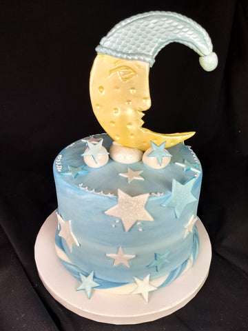 Baby Man in the Moon Round Cake