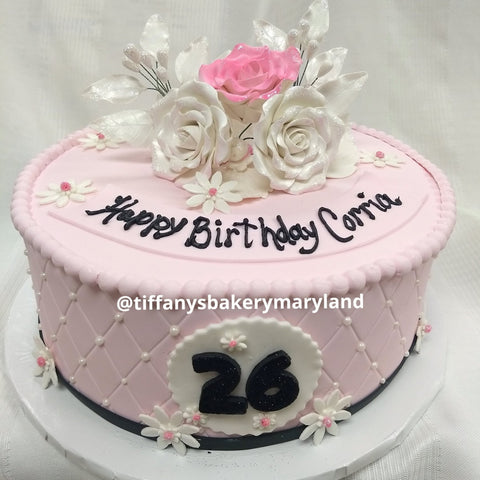 Fondant Covered Round Diamond Quilted Cake