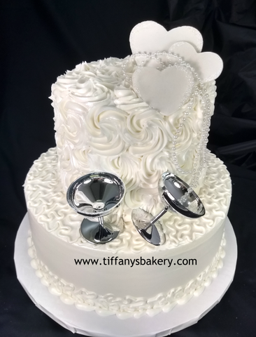 Rosette Champagne Toast Celebration Tier Cake