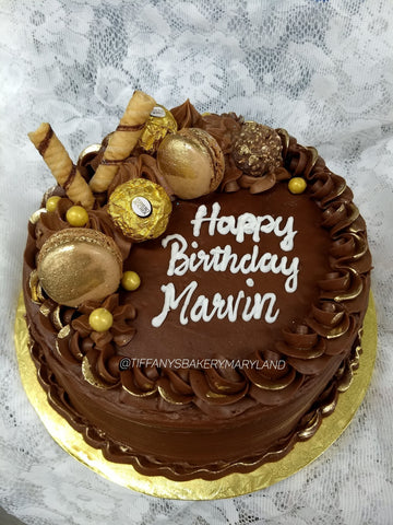 Chocolate Frosted 8" Round Cake with Candies - New