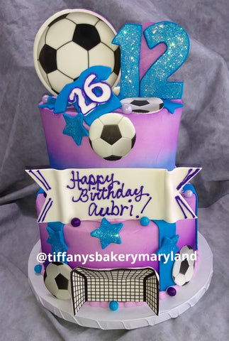 Soccer 6" and 8" Round Celebration Tier Cake