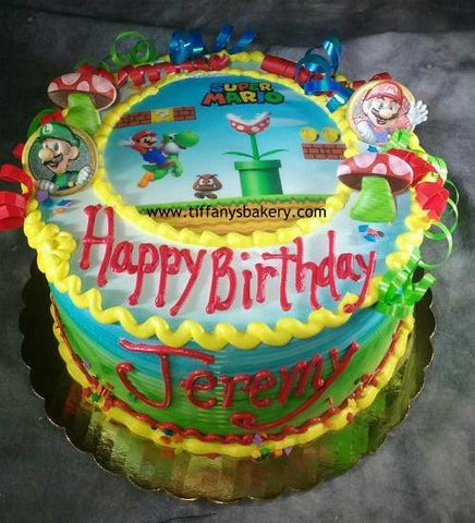 Super Mario Round Cake with Edible Image Layon