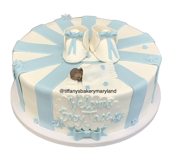 Baby Booties on Round Cake