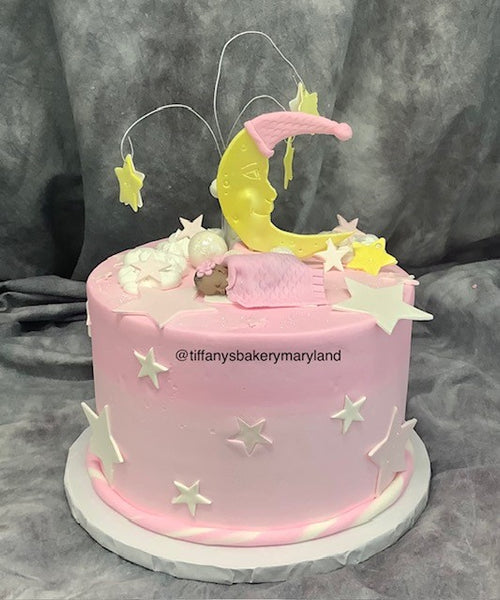 Baby Man in the Moon Round Cake
