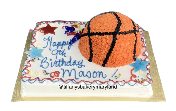 Basketball on Sheet Cake