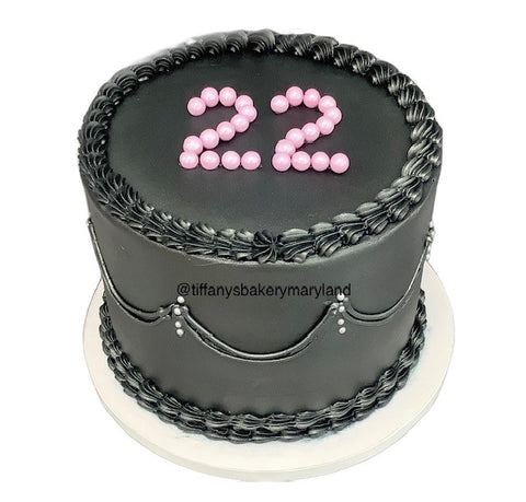 Black Round  Cake - 6" with Three layers