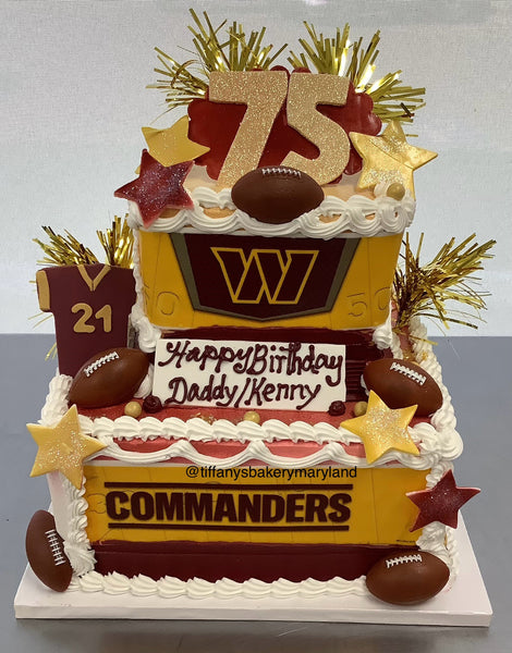 Square Celebration 6" & 10" Two Tier Cake with Washington Commanders