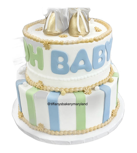 Baby Shower Celebration Tier Cake - Oh Boy