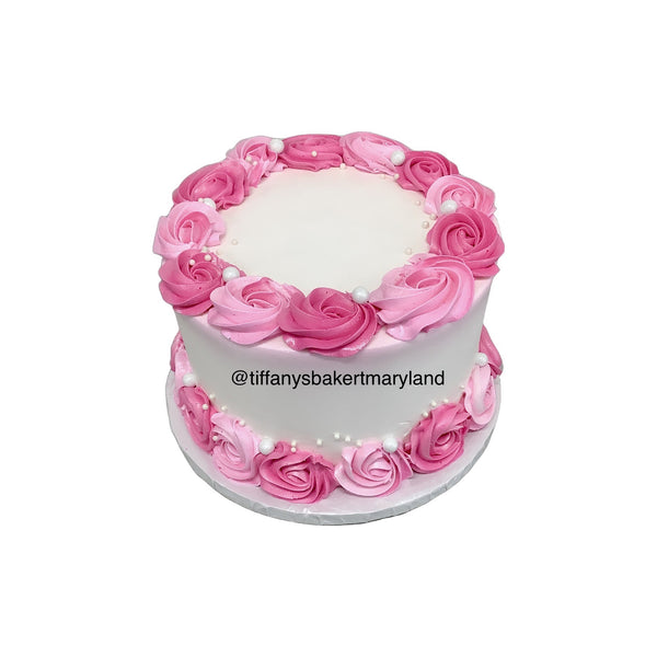 Rosette Border 3 Layer Round Cake