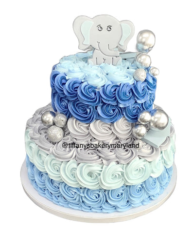 Rosette Celebration Tier Cake with Elephant