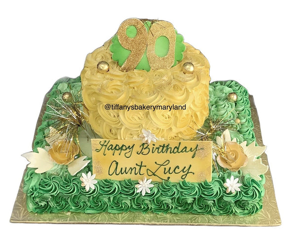 Rosette Half Sheet with 8 Inch Round Cake