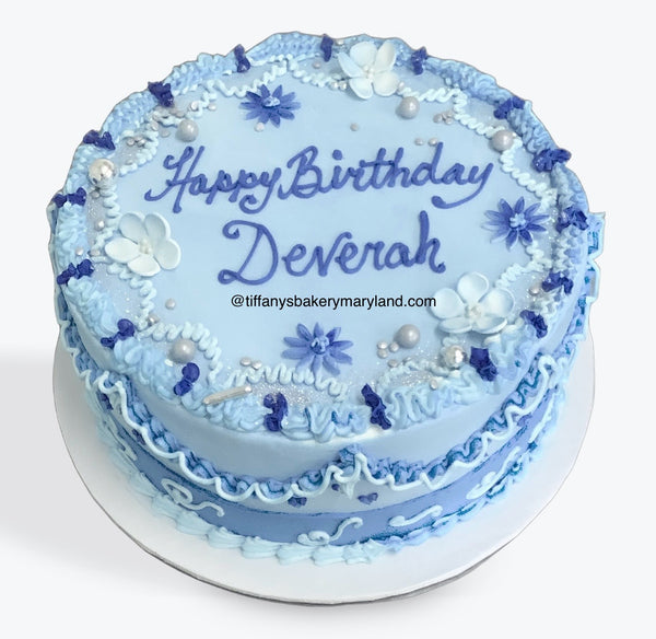 Round 10" Cake Vintage Blue