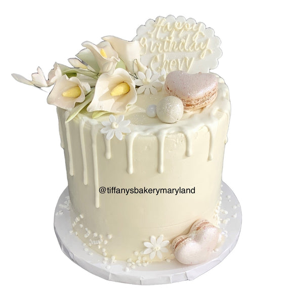 Drip Cake with Silk Flowers