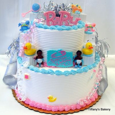 Baby Shower Celebration Tier Cake, Pink & Blue