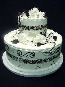 Black & White Ribbon Celebration Tier Cake