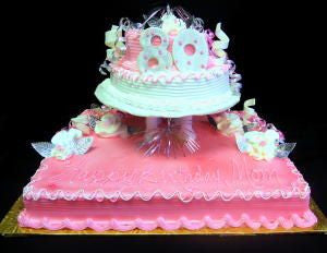 Pink Surprise 1/2 Sheet Cake with 4"& 8" Rounds