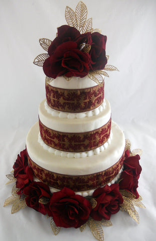 Black Magic Rose Fondant Wedding Cake