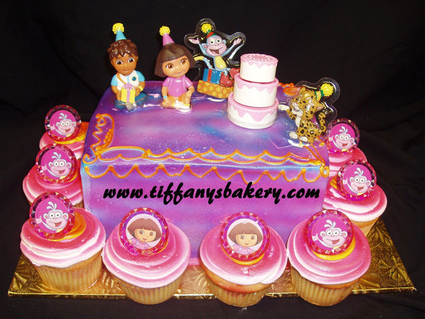 Sheet Cake with Cupcakes