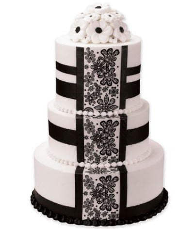 Black Blossom Panel Premier Wedding Cake