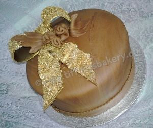 Chocolate Fondant Round with Gold Bow