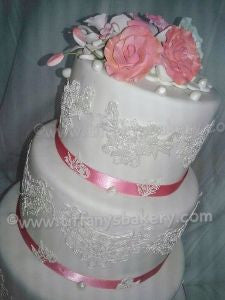 Delicate Lace Fondant Wedding Cake