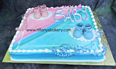 Pink and Blue Booties Sheet Cake