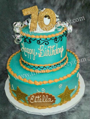 Teal Blue Celebration Tier Cake