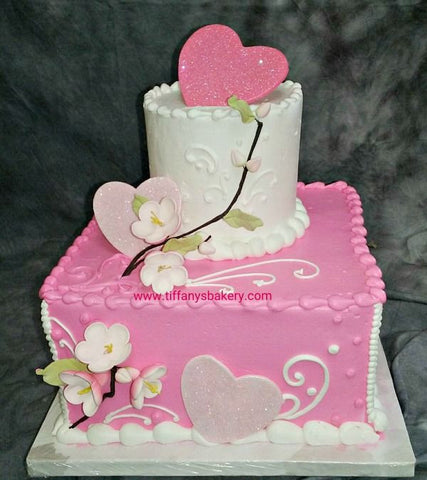 Blossom and Hearts Celebration Tier Cake