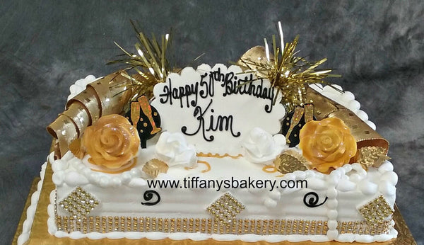 Gold Bling on 1/4 and 1/2 sheet cake