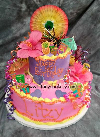 Tropical Party Celebration Tier Cake