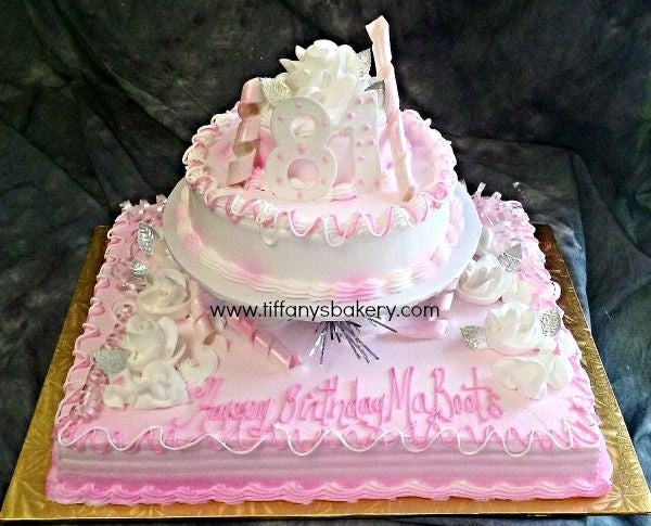 Pink Surprise 1/2 Sheet Cake with 4"& 8" Rounds
