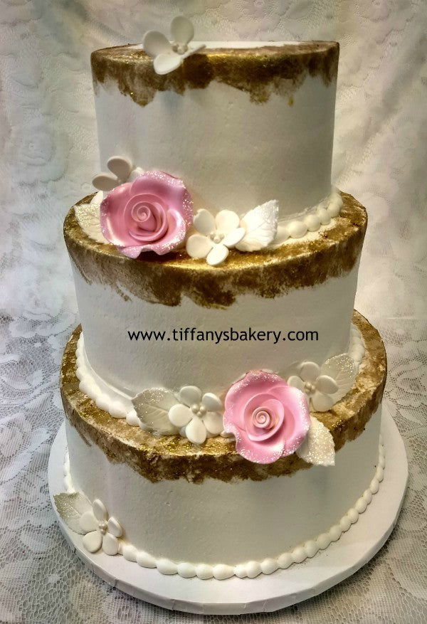 Celebration Tier Cake - Three Tier Metallic Gold Brushed – Tiffany's Bakery